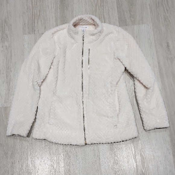 Calvin Klein Jackets & Blazers - Calvin Klein Cream Faux-Sherpa Zip Jacket